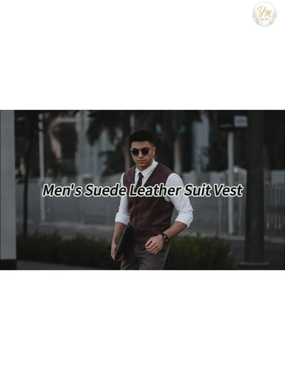 Men's Slim Fit Faux Suede Leather Suit Vest Waistcoat 4 Button Sleeveless